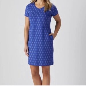 Duluth NoGA Naturale Cotton Short Sleeve Dress Women's Size M V-Neck Cobalt Work